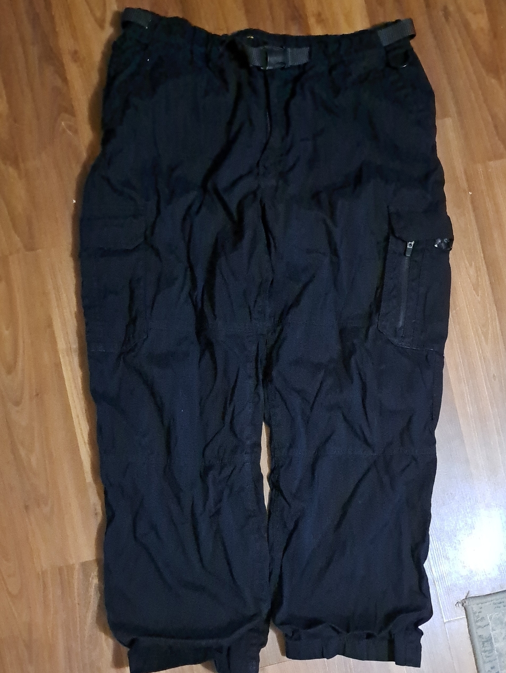 Men's Black Cargo Pants with Adjustable Webbing Waist